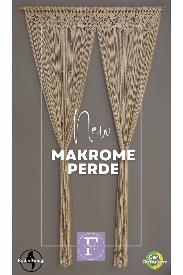Makrome Dekoratif Perde Ekru - 100 x 200