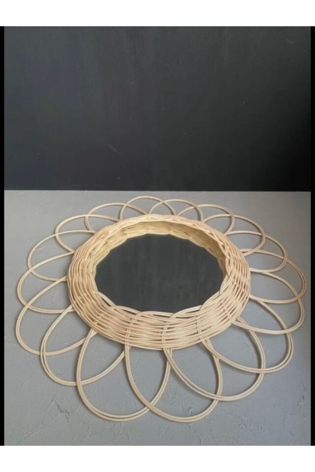 Rattan Papatya Ayna Natural - Tek Ebat