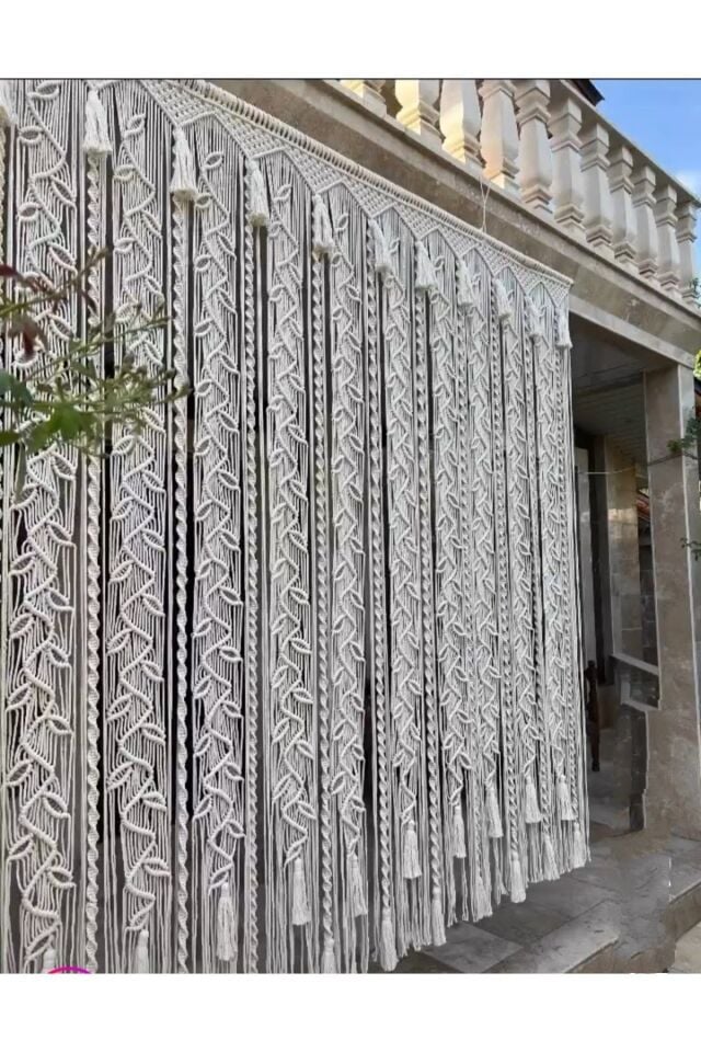 Makrome Perde Yapraklı Model