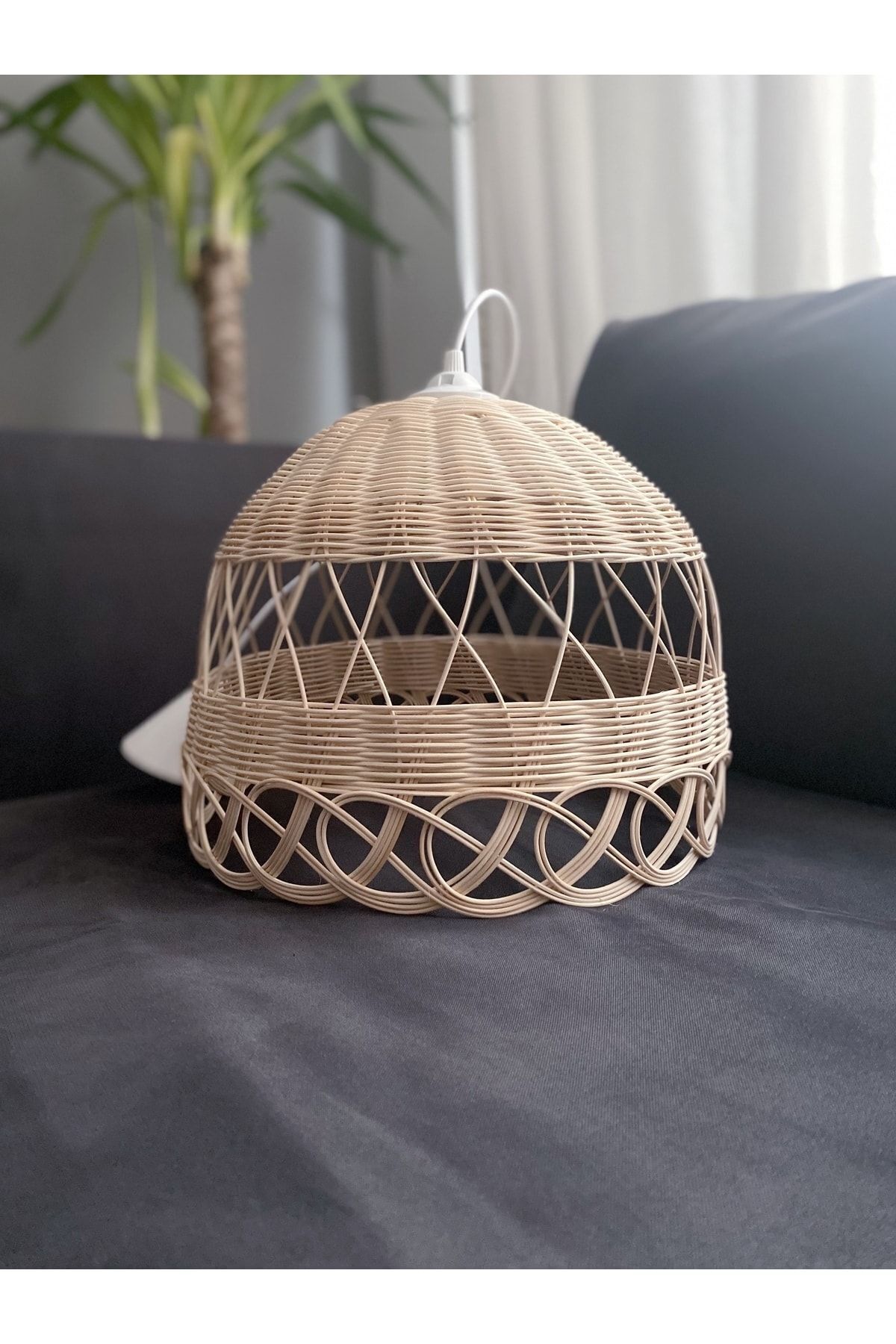 Rafya Ayna Bohem Ayna Duvarsüsü Hasır Ayna Ofis Aynası Balkon Dekorasyonu Natural doğal - Tek Ebat