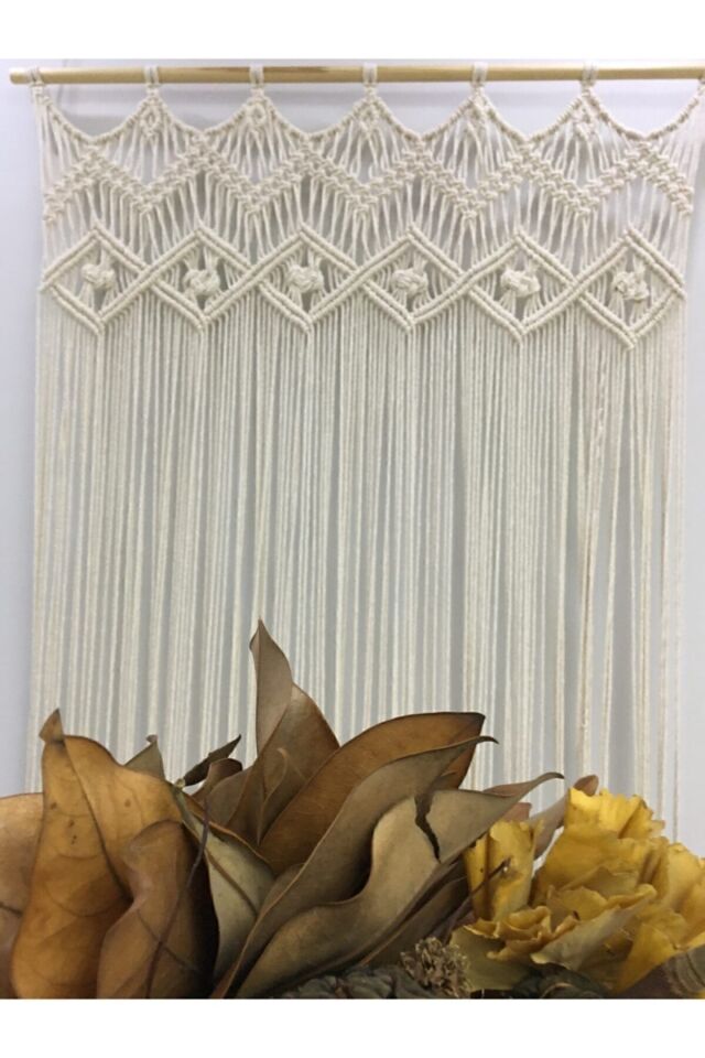 Makrome Perde&tül Kapı Perdesi EKRU - 100 x 200