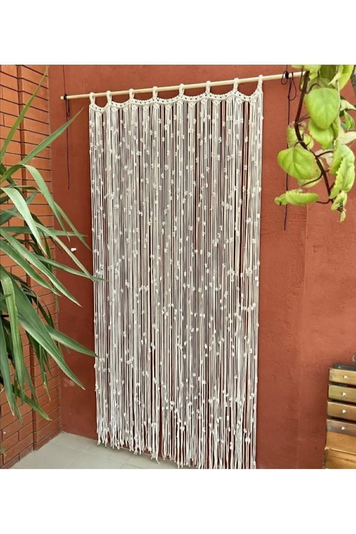 Makrome Perde Kapı Perdesi Duvar Süsü Kapı Süsü (90*200CM)