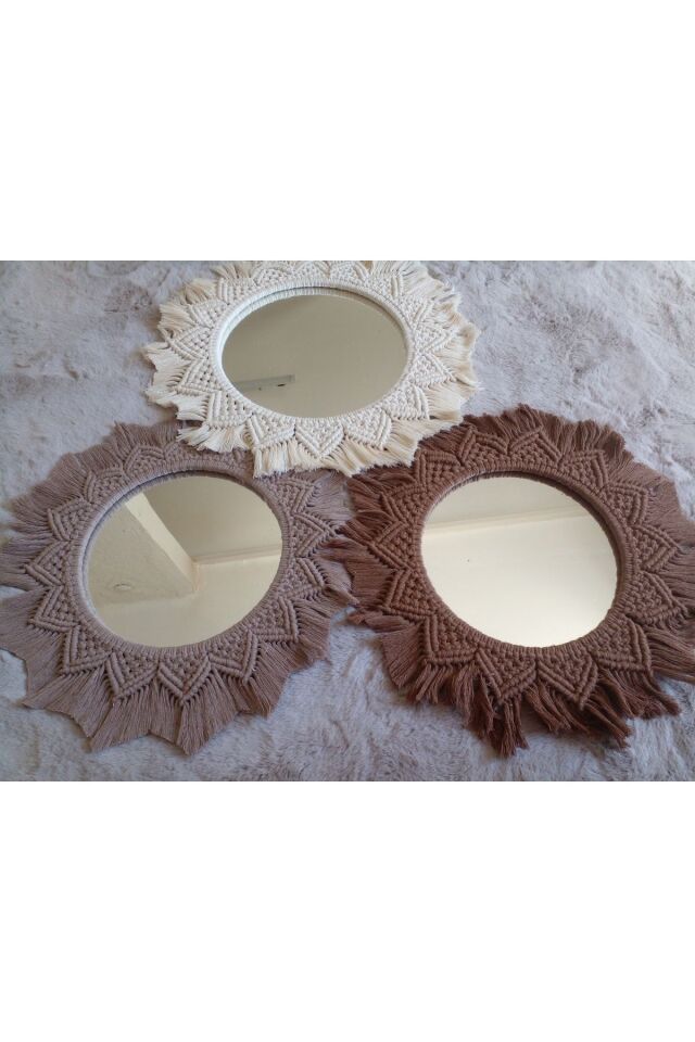 Makrome Ayna Set 3lü Takım