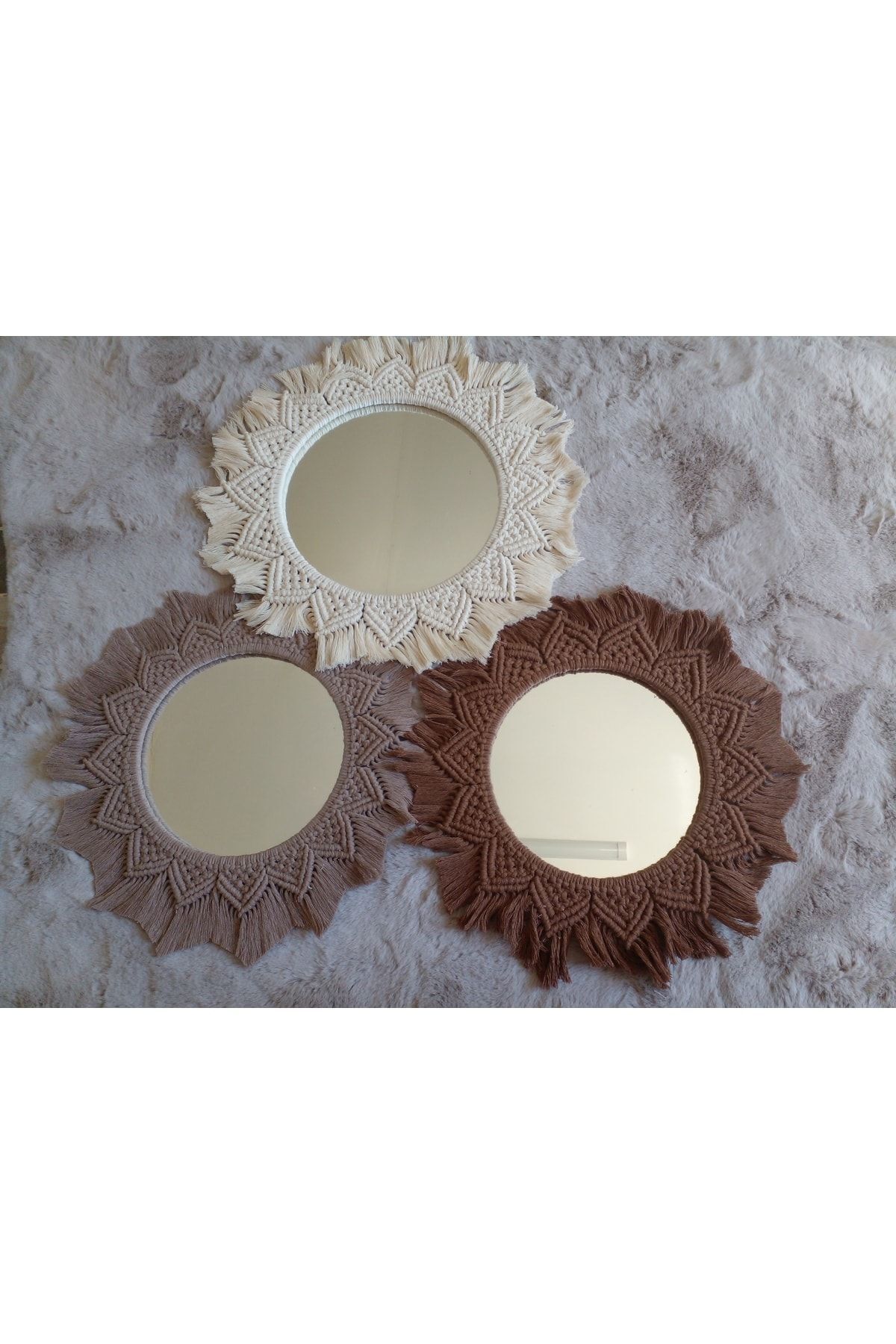 Makrome Ayna Set 3lü Takım