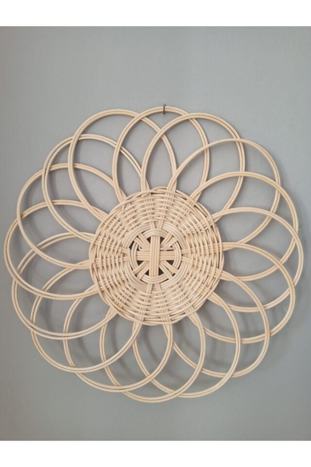 Bohem Rattan Bambu Hasır Duvar Sepeti/süsü 3'lü