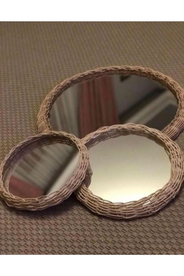 Rattan 3lü Ayna Seti 45,35,25 Cm