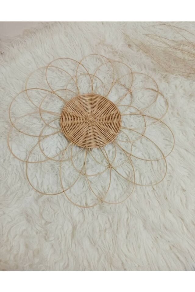Hasır Bambu Rattan Çiçek Duvar Dekoru Duvar Süsü 40 cm