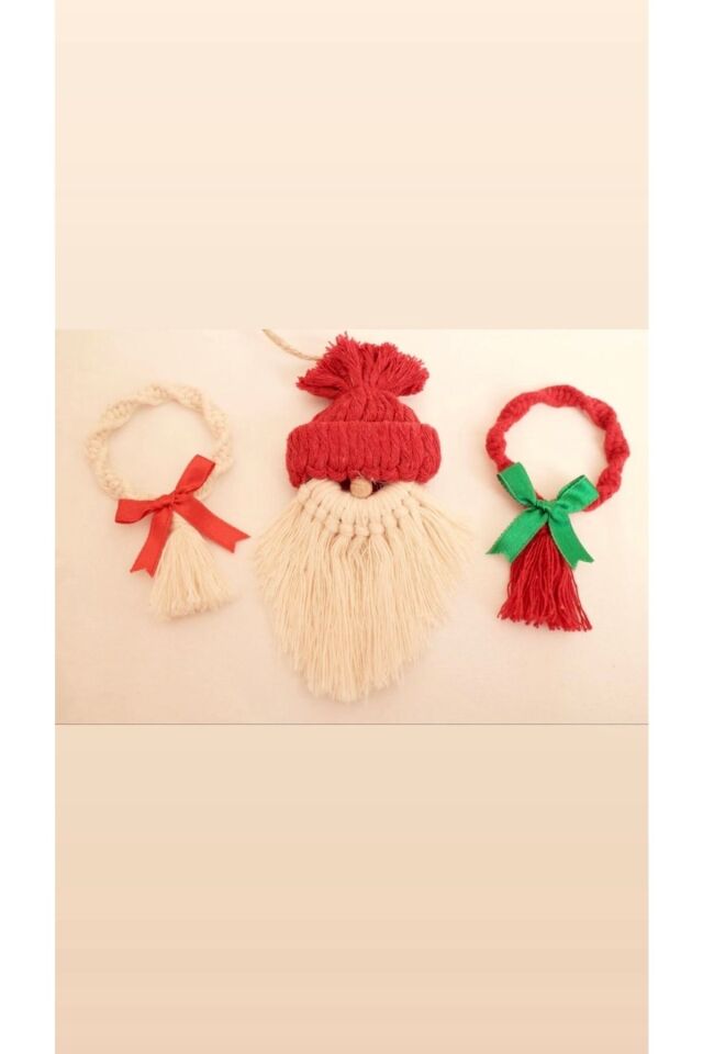 Yılbaşı/noel/3 Adet Yeniyıl Çam Ağacı Süsü/ Hediyelik Makrome Yılbaşı Süsü
