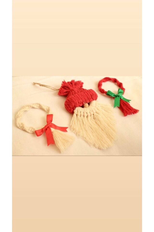 Yılbaşı/noel/3 Adet Yeniyıl Çam Ağacı Süsü/ Hediyelik Makrome Yılbaşı Süsü