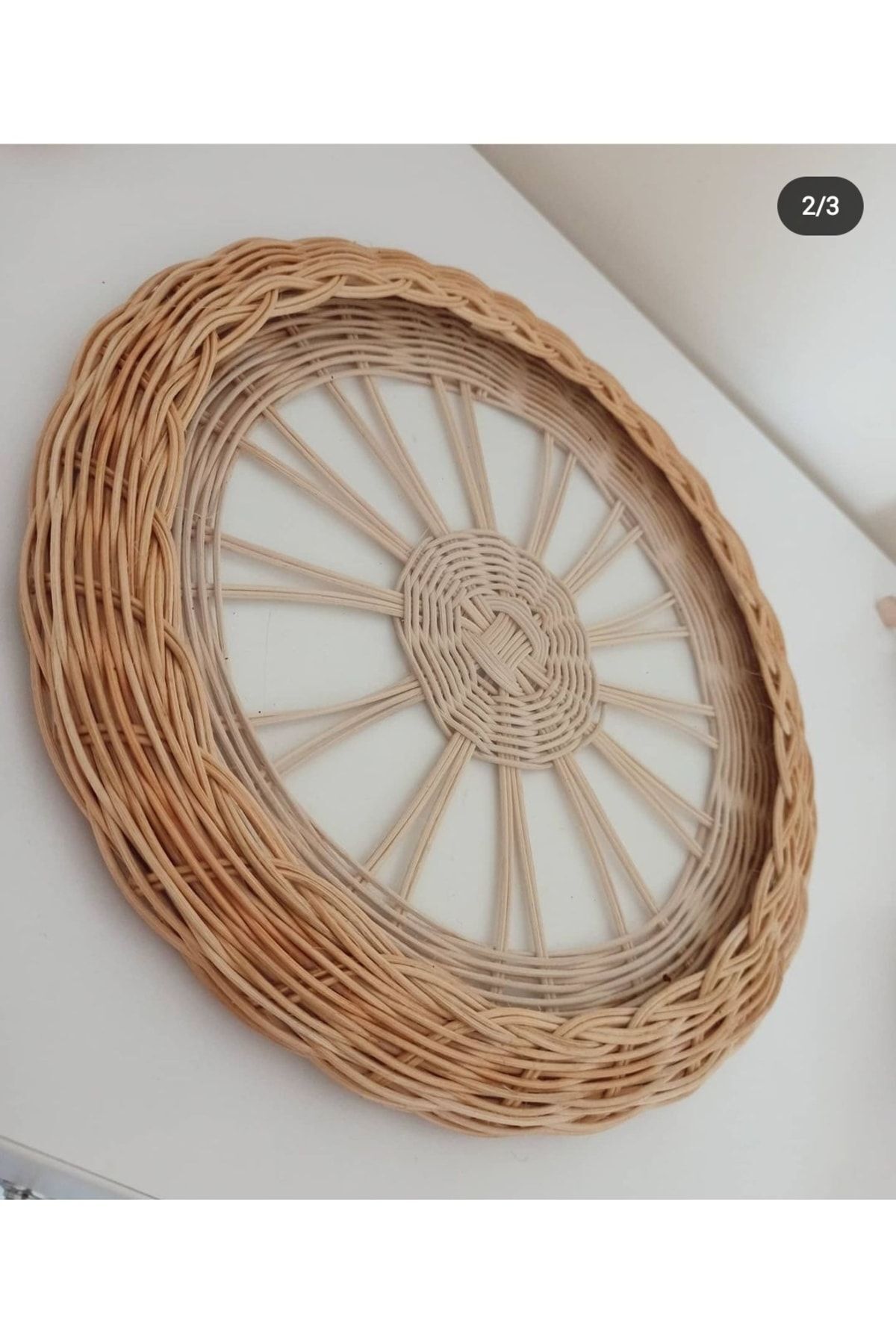 Gudelidekor Hasır Bambu Rattan Sunumluk Cam Tepsi