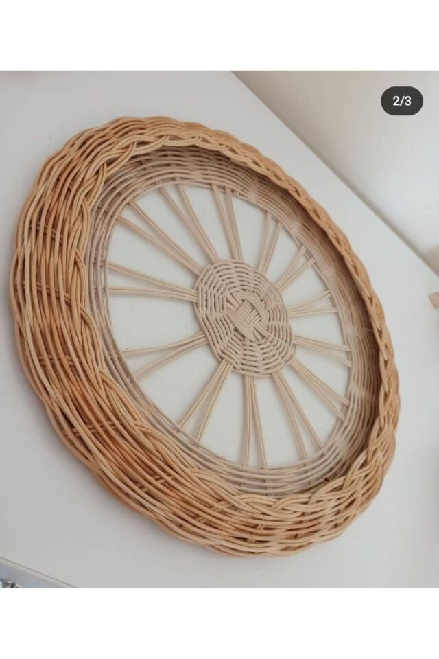 Gudelidekor Hasır Bambu Rattan Sunumluk Cam Tepsi