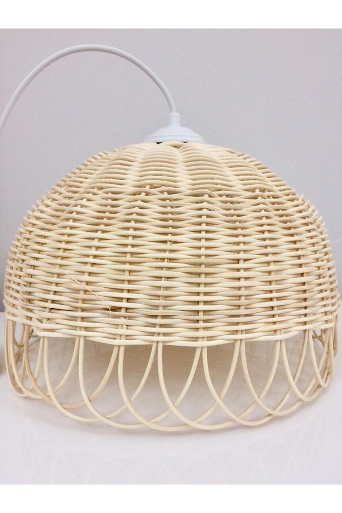 Rattan Bambu Hasır Avize (duy Dahil) 35x25 Cm
