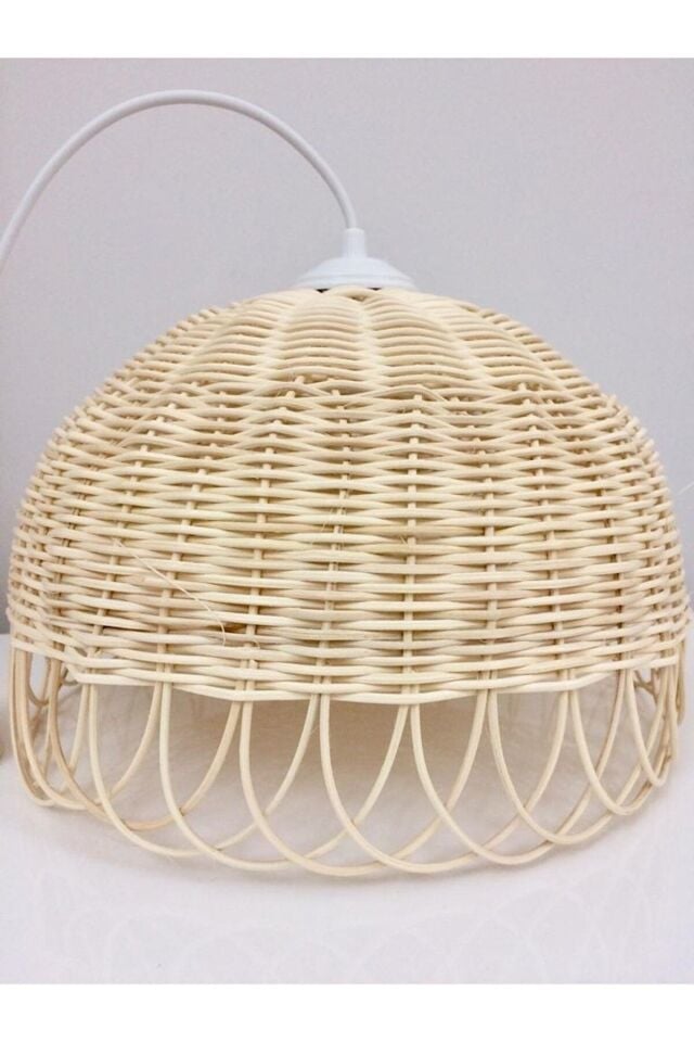 Rattan Bambu Hasır Avize (duy Dahil) 35x25 Cm