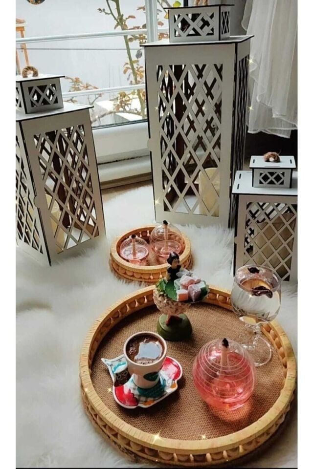 Ahşap Dekoratif Sunumluk Tepsi Modeli 2 Li Set