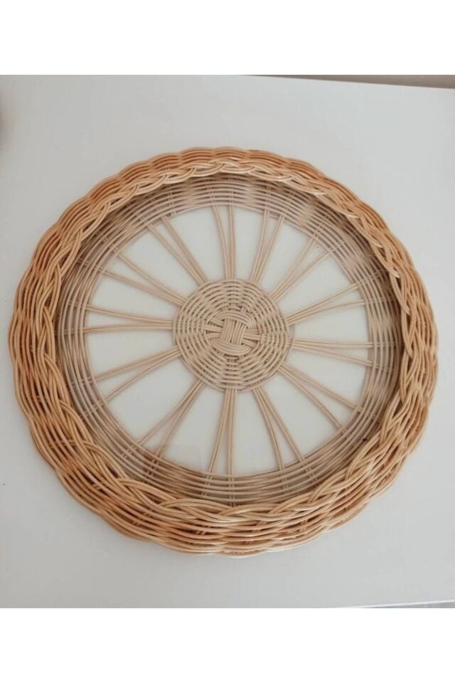 Rattan Bambu Hasır Tepsi Cam Tepsi Sunumluk