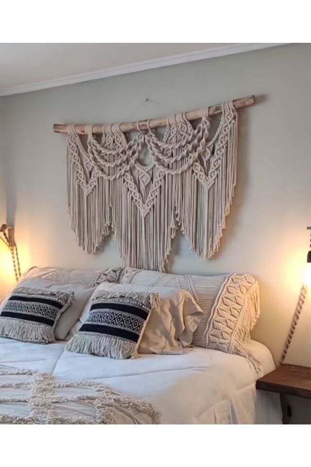100*100 Cm Büyük Boy Bohem Makrome Yatak Başı Duvar Süsü Dekorasyonu