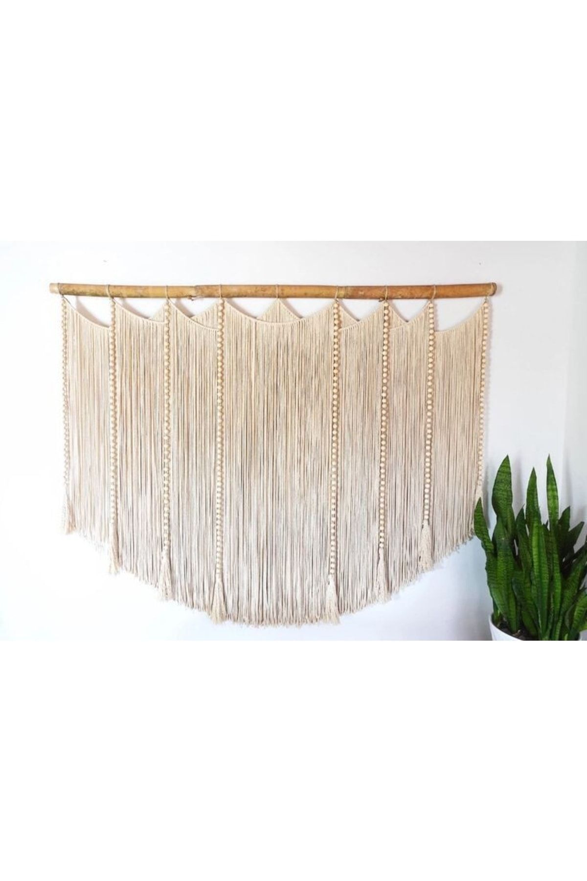 Boncuklu Makrome Duvar Süsü Duvar Dekoru 120cm