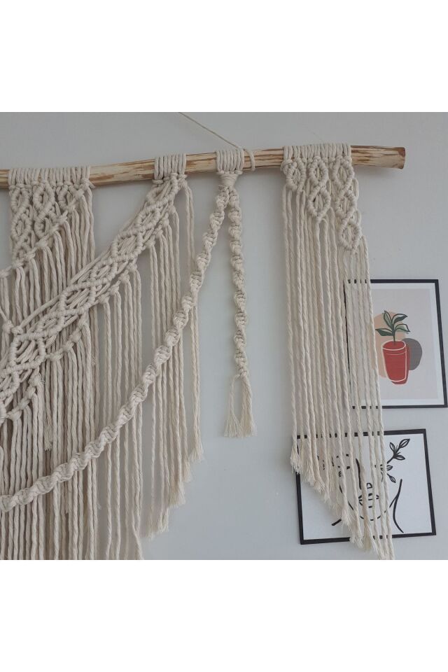 Makrome Macrame Duvar Süsü Süs Ekru Ip Dekoratif Tasarım Özel Hediye Hediyelik Sus Susu El Yapımı