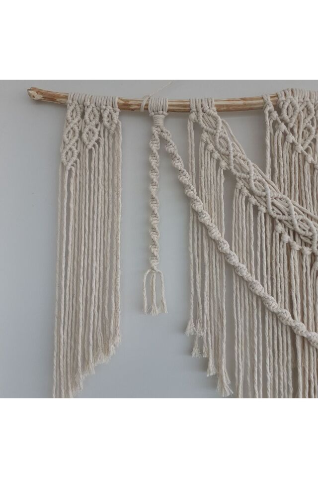 Makrome Macrame Duvar Süsü Süs Ekru Ip Dekoratif Tasarım Özel Hediye Hediyelik Sus Susu El Yapımı