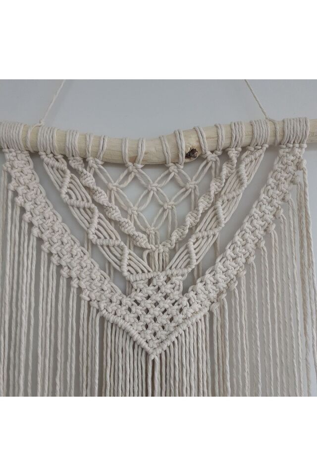 Makrome Macrame Duvar Süsü Süs Ekru Ip Dekoratif Tasarım Özel Hediye Hediyelik Sus Susu El Yapımı