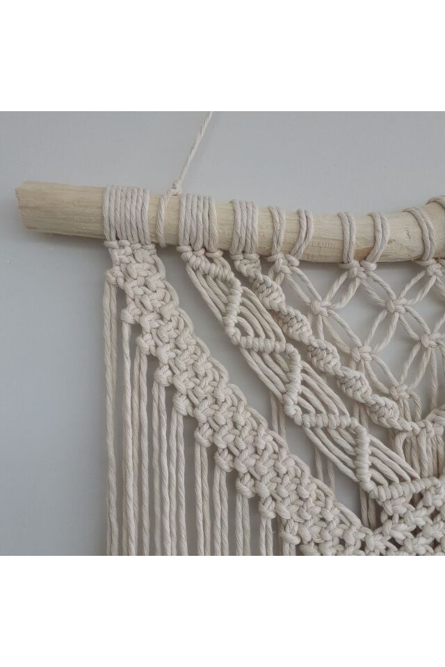 Makrome Macrame Duvar Süsü Süs Ekru Ip Dekoratif Tasarım Özel Hediye Hediyelik Sus Susu El Yapımı