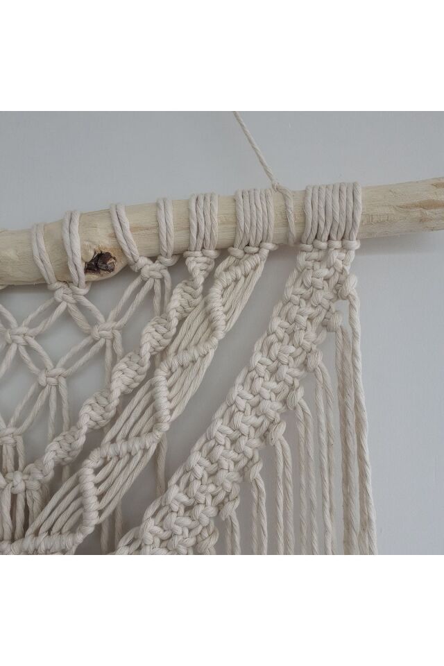 Makrome Macrame Duvar Süsü Süs Ekru Ip Dekoratif Tasarım Özel Hediye Hediyelik Sus Susu El Yapımı