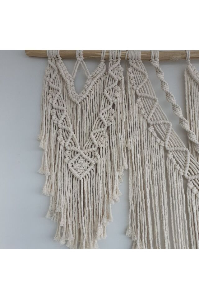 Makrome Macrame Duvar Süsü Süs Ekru Ip Dekoratif Tasarım Özel Hediye Hediyelik Sus Susu El Yapımı