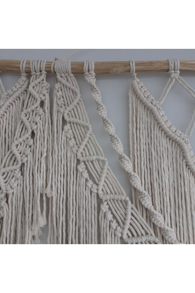 Makrome Macrame Duvar Süsü Süs Ekru Ip Dekoratif Tasarım Özel Hediye Hediyelik Sus Susu El Yapımı