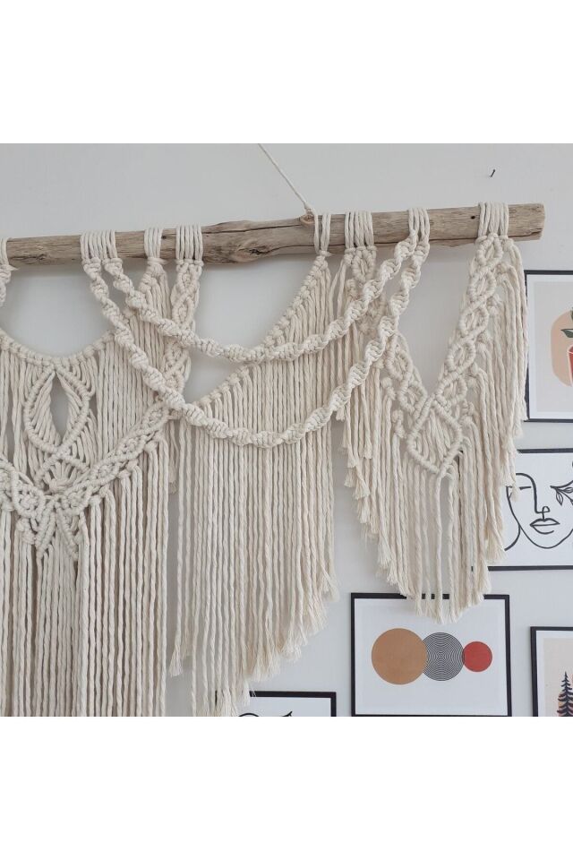 Makrome Macrame Duvar Süsü Süs Ekru Ip Dekoratif Tasarım Özel Hediye Hediyelik Sus Susu El Yapımı