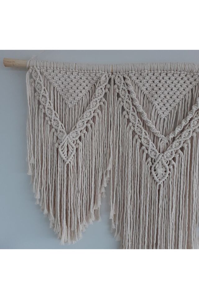 Makrome Macrame Duvar Süsü Süs Ekru Ip Dekoratif Tasarım Özel Hediye Hediyelik Sus Susu El Yapımı