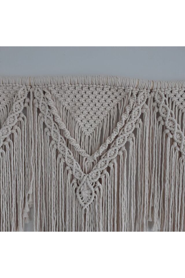 Makrome Macrame Duvar Süsü Süs Ekru Ip Dekoratif Tasarım Özel Hediye Hediyelik Sus Susu El Yapımı