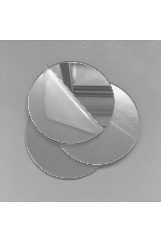 1 Mm Gümüş Renkli Yapışkanlı Aynalı- Silver Pleksi Levha - Yuvarlak - Daire Kesim 20 Cm Çapında