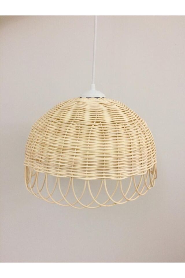 Rattan Bambu Hasır Avize (DUY DAHİL) 35x25 Cm