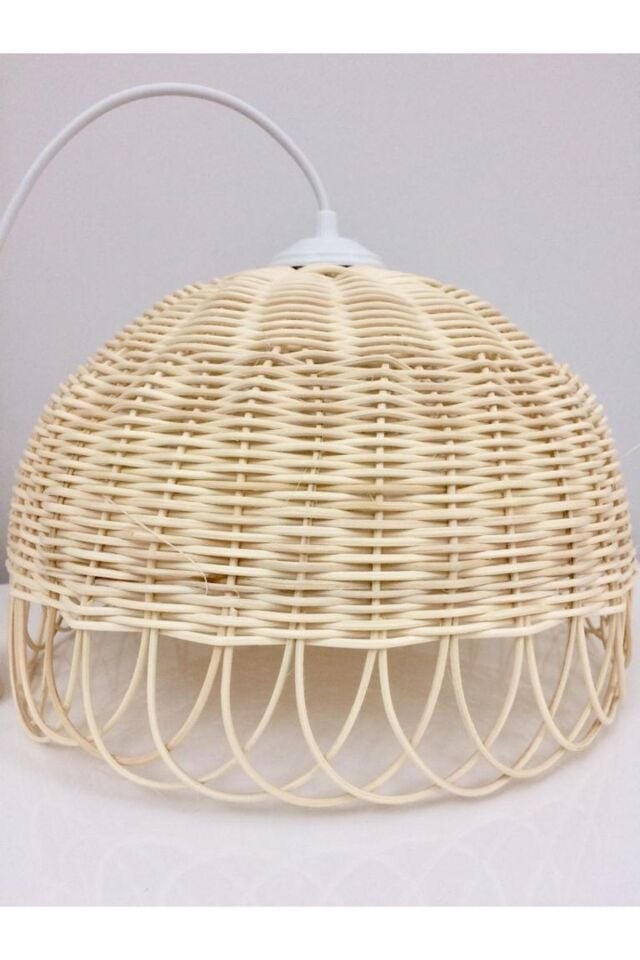 Rattan Bambu Hasır Avize (DUY DAHİL) 35x25 Cm