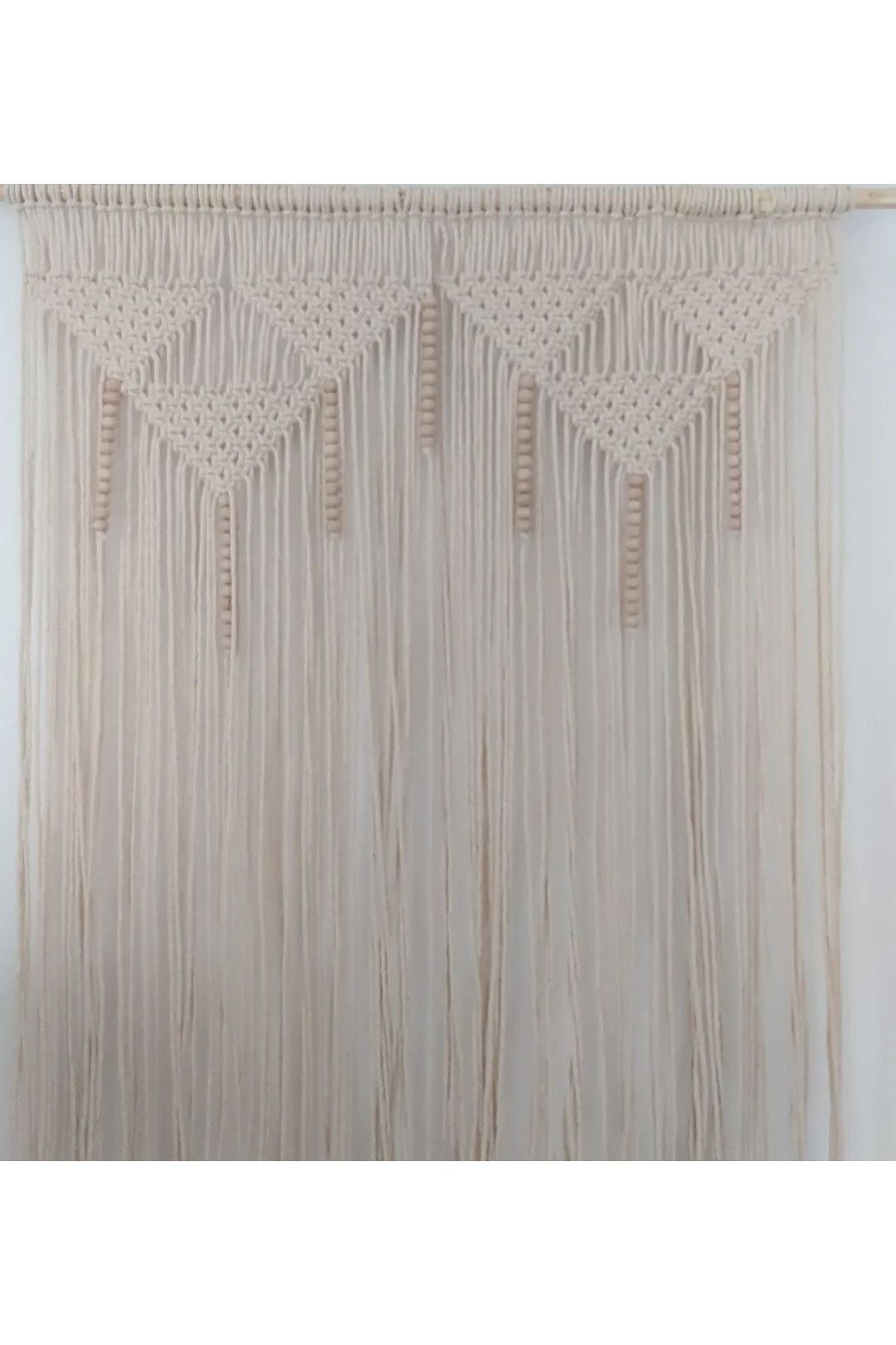 Makrome Ekru Kapı Arası Perde Duvar Dekoru 80x180 Cm