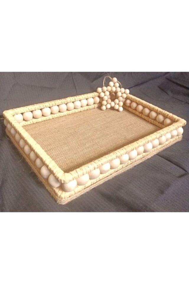 Hasır Dekoratif Tepsi 35x25 Cm (YILDIZ DEKOR HEDİYELİ)