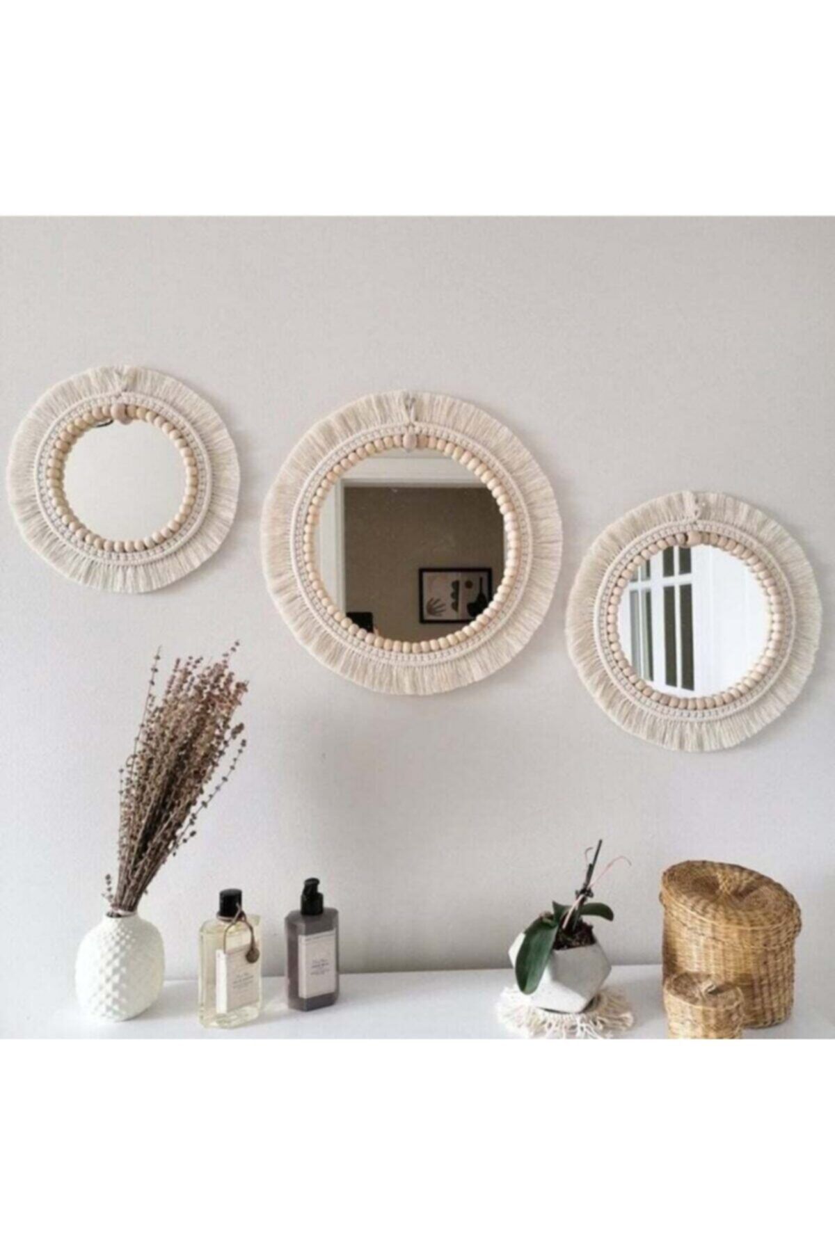 1 Adet Boho Aynasi, Yumuşak Makrome Ayna
