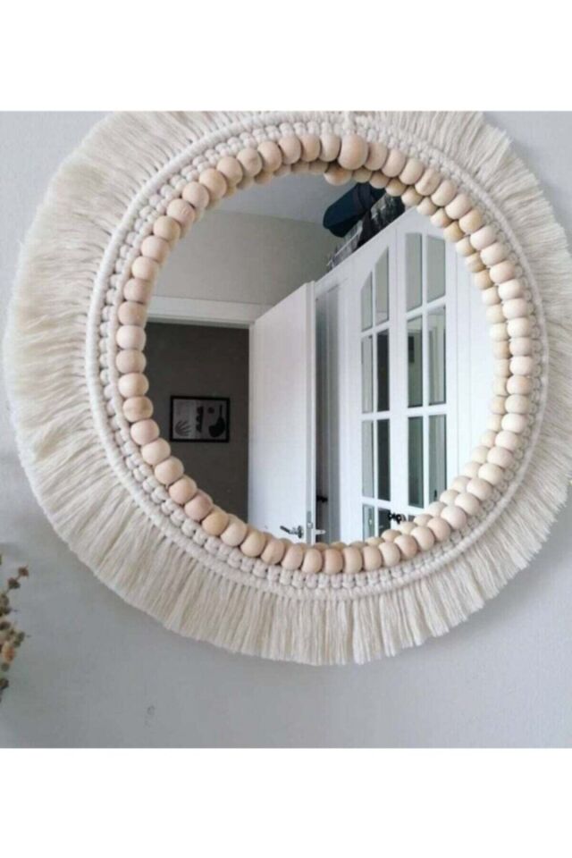 1 Adet Boho Aynasi, Yumuşak Makrome Ayna