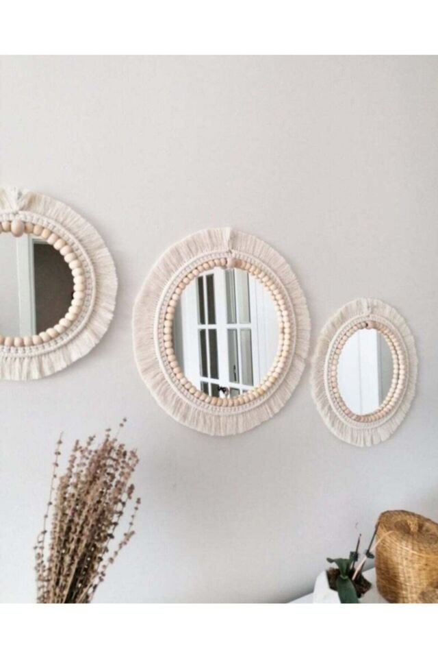 1 Adet Boho Aynasi, Yumuşak Makrome Ayna