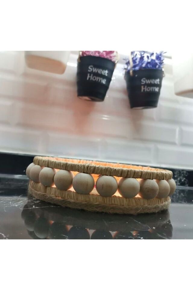 Dekoratif Hasır Tepsi 27 Cm