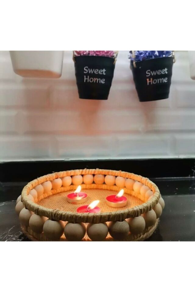 Dekoratif Hasır Tepsi 27 Cm