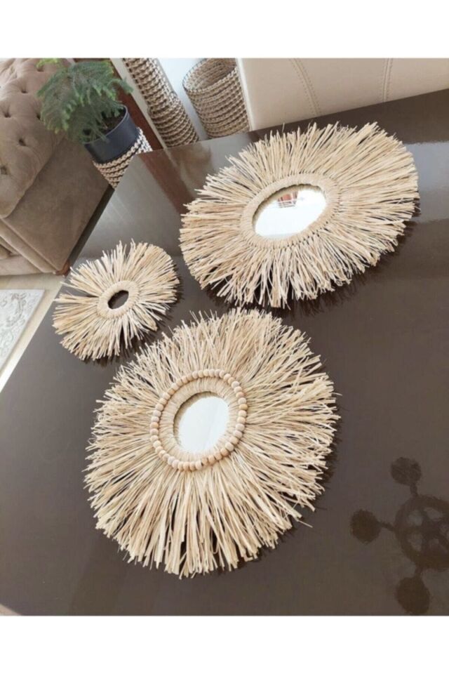 Rafya Ayna 3lü Boncuklu Set