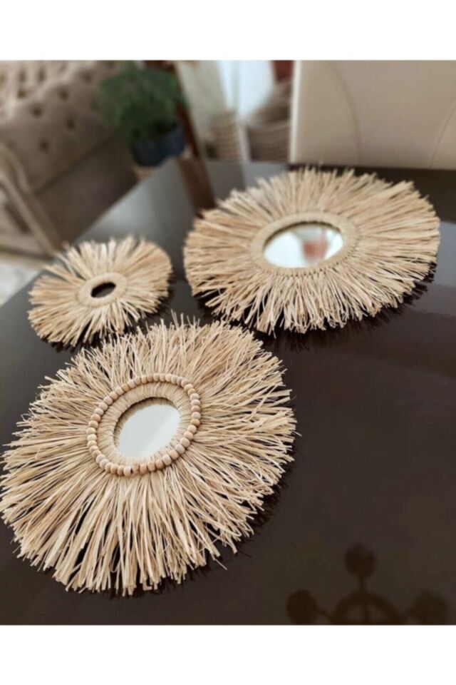 Rafya Ayna 3lü Boncuklu Set