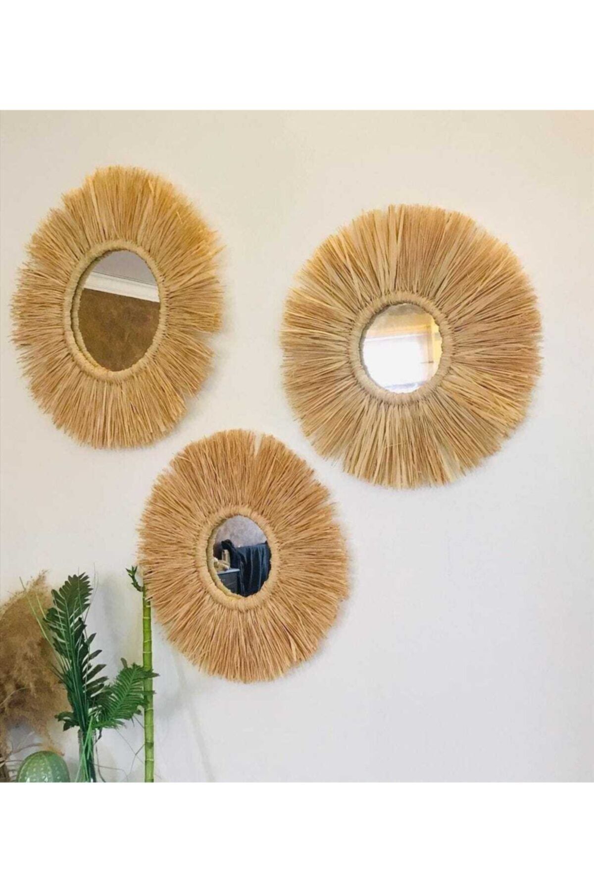 3 Lü Rafya Ayna Set