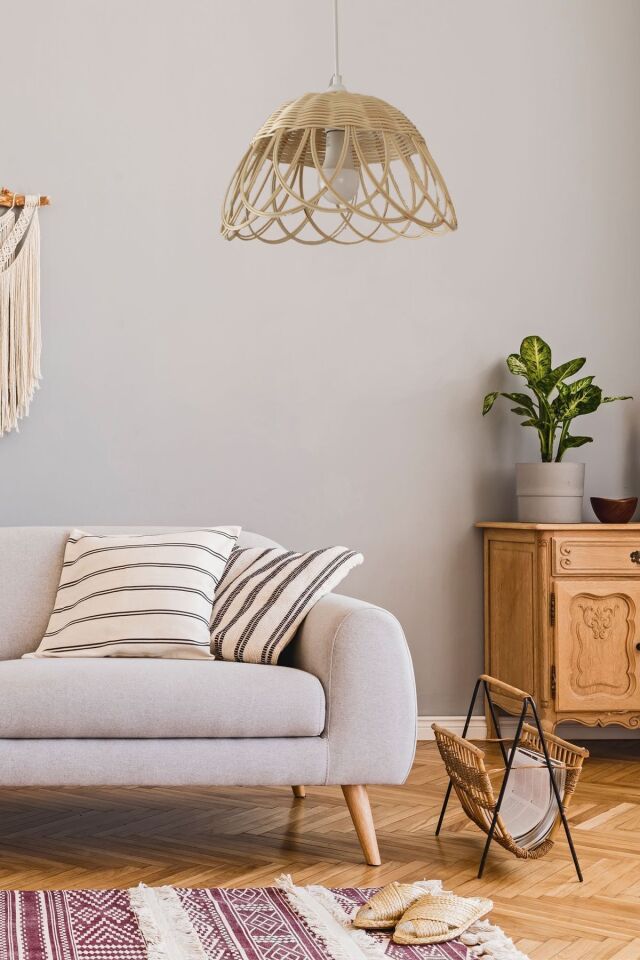 Bambu, Rattan, Hasır Sarkıt Avize 35 Cm