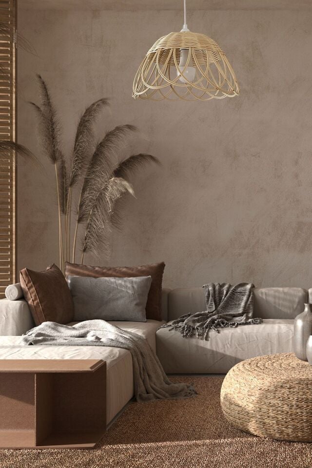 Bambu, Rattan, Hasır Sarkıt Avize 35 Cm