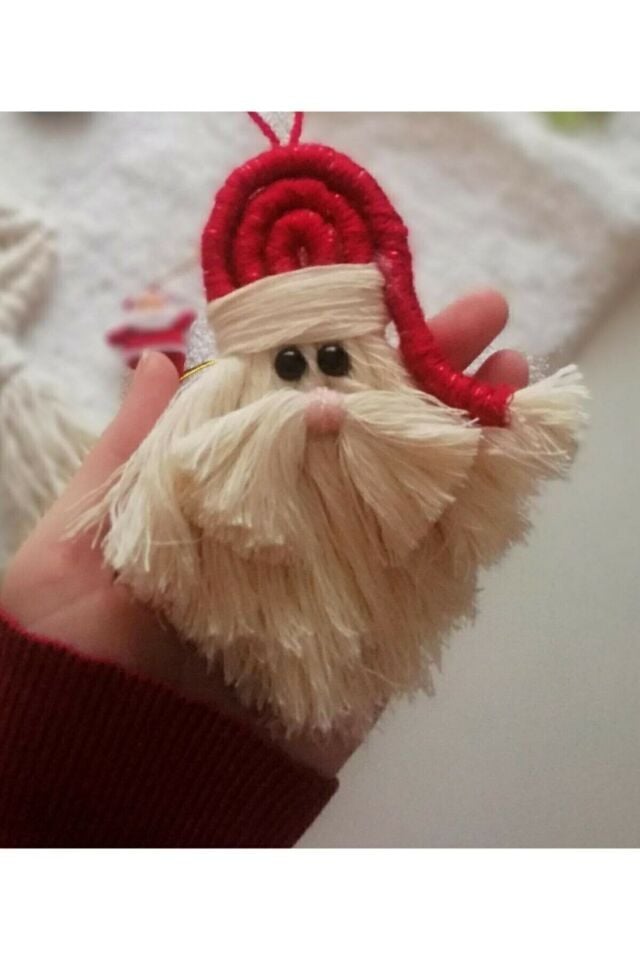 Makrome Yılbaşı Süsü Çam Ağacı Süsü 6`lı Noel Baba