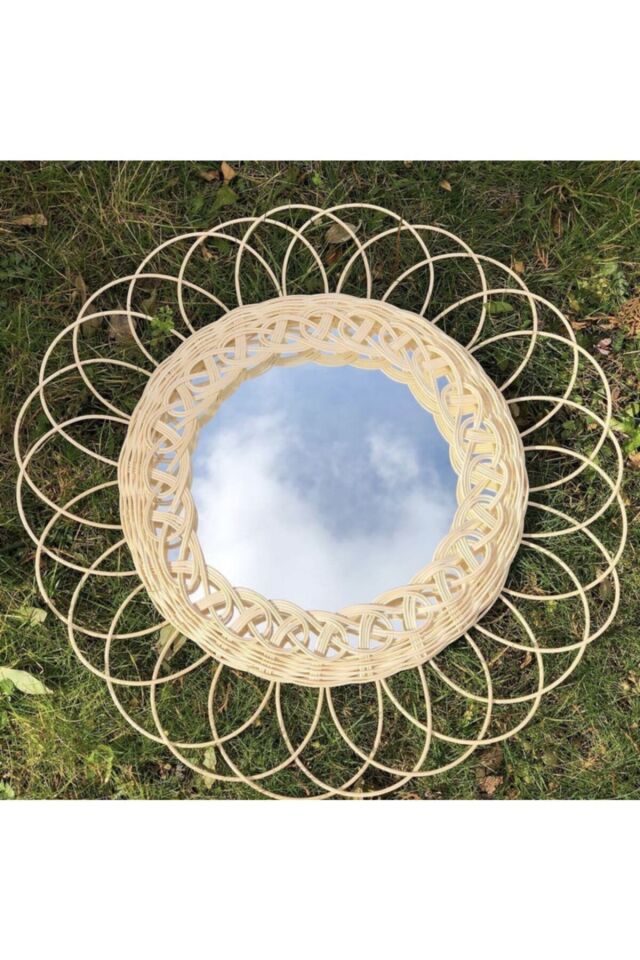 Bambu Papatya Ayna Rattan Hasır Bambu Ayna