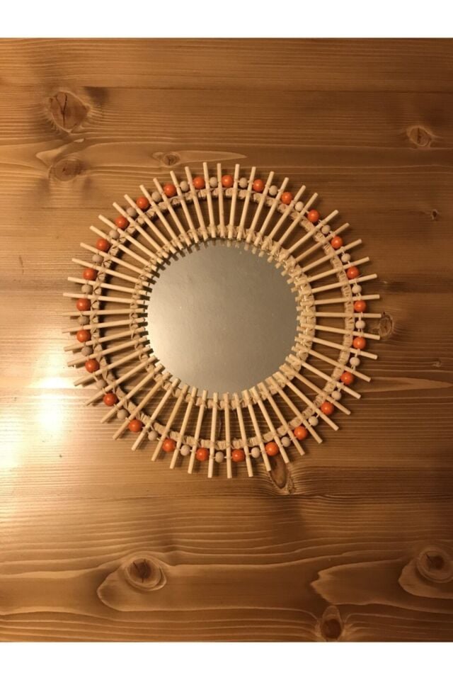 Bambu Ayna Tahta Boncuk Detaylı