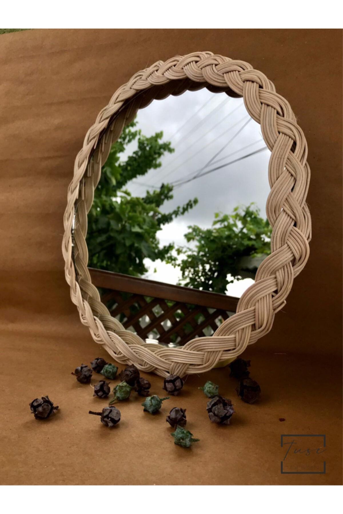 Rattan Bambu Hasır Ayna